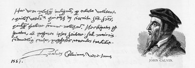 Handschrift und Unterschrift von John Calvin, 8. Dezember 1551 von Unknown